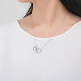 925 Silver Name Intertwined Circle Necklace with 3 Birthstones