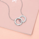 925 Silver Name Intertwined Circle Necklace with 3 Birthstones