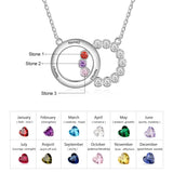 925 Silver Name Intertwined Circle Necklace with 3 Birthstones