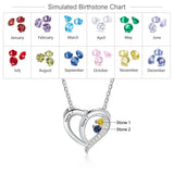 JewelOra Personalized Mothers Necklace with Birthstone Engraved Heart Pendants