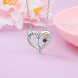 JewelOra Personalized Mothers Necklace with Birthstone Engraved Heart Pendants