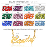 925 Silver Nameplate Necklace with Birthstone Pendant for Girlfriend