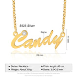 925 Silver Nameplate Necklace with Birthstone Pendant for Girlfriend