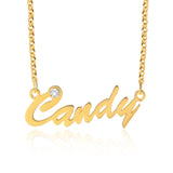 925 Silver Nameplate Necklace with Birthstone Pendant for Girlfriend
