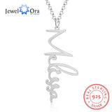 JewelOra 925 Silver Vertical Nameplate Necklace for Women