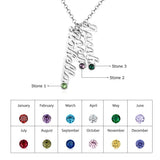 JewelOra Personalized Name Necklace with 3 Birthstones - 925 Silver