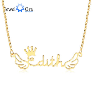 JewelOra Personalized Wings Nameplate Necklace S925 Silver