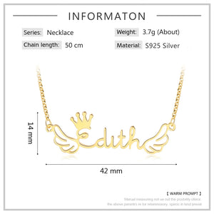 JewelOra Personalized Wings Nameplate Necklace S925 Silver