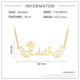 JewelOra Personalized Wings Nameplate Necklace S925 Silver