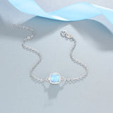 JewelOra Square Opal Bracelet with CZ Chain - 925 Sterling Silver