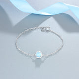 JewelOra Square Opal Bracelet with CZ Chain - 925 Sterling Silver
