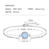 JewelOra Square Opal Bracelet with CZ Chain - 925 Sterling Silver