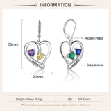 Personalized Heart Earrings with Birthstones & Engraved Name for Women