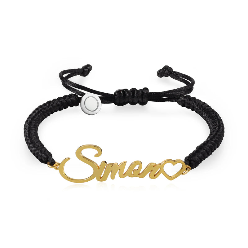 JewelOra Magnetic Couple Bracelets with Heart Personalized Nameplate