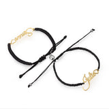 JewelOra Magnetic Couple Bracelets with Heart Personalized Nameplate