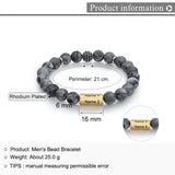 Custom Engraved Bracelets for Men - Personalized Mens Beaded Chain Bracelet