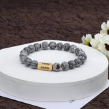Custom Engraved Bracelets for Men - Personalized Mens Beaded Chain Bracelet