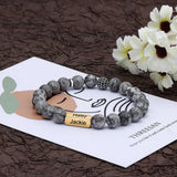 Custom Engraved Bracelets for Men - Personalized Mens Beaded Chain Bracelet
