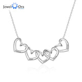JewelOra Custom Engrave Family Name Necklace with Heart Pendants