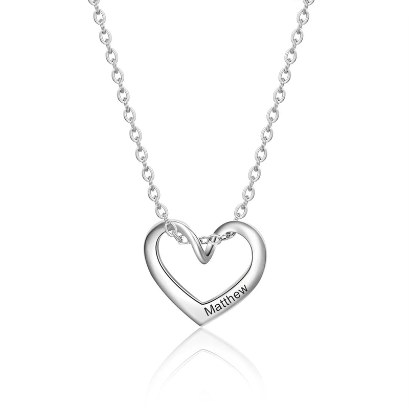 JewelOra Custom Engrave Family Name Necklace with Heart Pendants