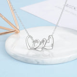 JewelOra Custom Engrave Family Name Necklace with Heart Pendants
