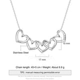 JewelOra Custom Engrave Family Name Necklace with Heart Pendants