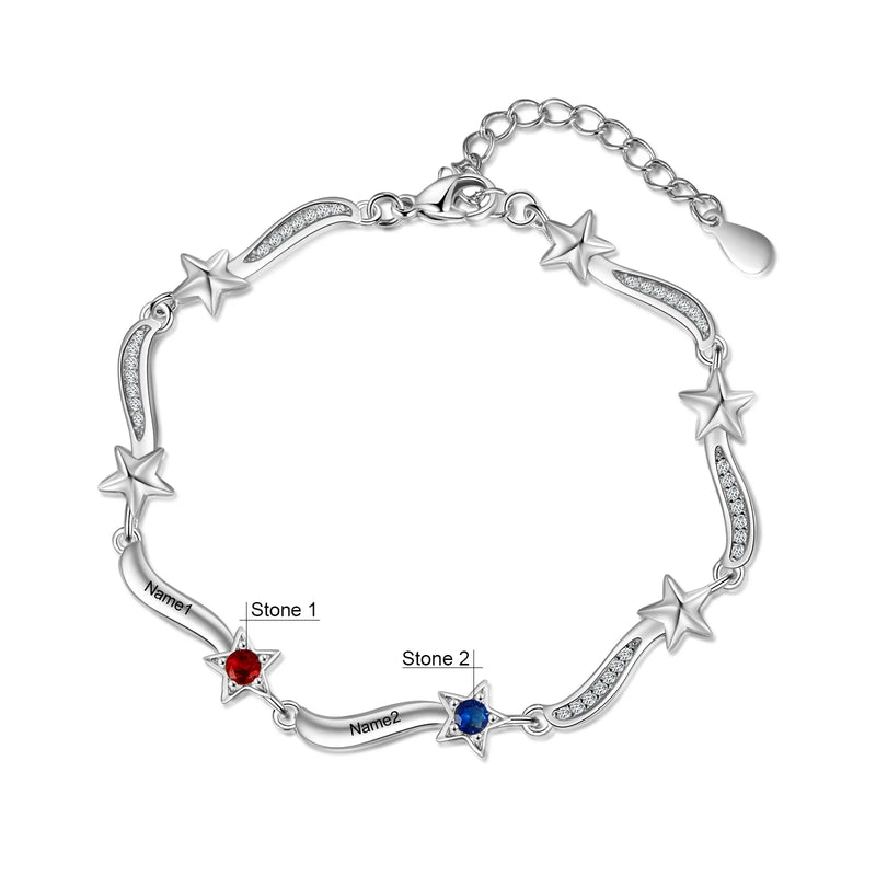 Personalized Mothers Bracelet with Birthstone Star Inlay