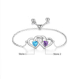 Personalized Birthstones Heart Bracelet with Engraved Names