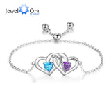 Personalized Birthstones Heart Bracelet with Engraved Names