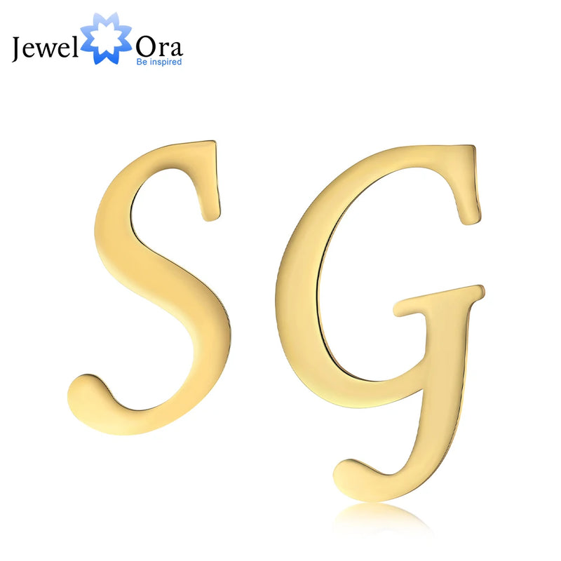 JewelOra 26 Letters Stud Earrings Personalized Initials Letter Earrings