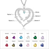 Personalized Heart Nameplate Pendant Necklace with Birthstone for Mom