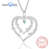 Personalized Heart Nameplate Pendant Necklace with Birthstone for Mom