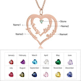 Personalized Heart Nameplate Pendant Necklace with Birthstone for Mom