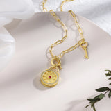 JewelOra Birthstone Lock & Key Engraved Necklace
