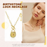 JewelOra Birthstone Lock & Key Engraved Necklace