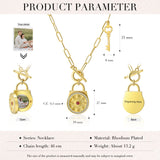 JewelOra Birthstone Lock & Key Engraved Necklace