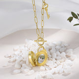 JewelOra Birthstone Lock & Key Engraved Necklace