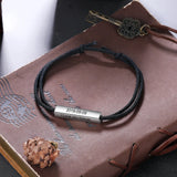 Personalized Name Engraved Bar Bracelet Adjustable Rope Chain for Men
