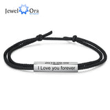 Personalized Name Engraved Bar Bracelet Adjustable Rope Chain for Men