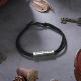 Personalized Name Engraved Bar Bracelet Adjustable Rope Chain for Men