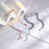 JewelOra Custom Engraved Couple Bracelets Adjustable Chain Valentines