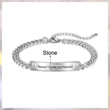 JewelOra Custom Engraved Couple Bracelets Adjustable Chain Valentines