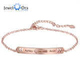 JewelOra Custom Engraved Couple Bracelets Adjustable Chain Valentines