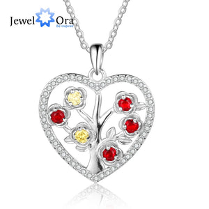 JewelOra DIY 6 Birthstone Flower Necklace Heart Pendants Women Gift