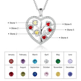 JewelOra DIY 6 Birthstone Flower Necklace Heart Pendants Women Gift