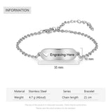 JewelOra Engravable Bar Bracelets Stainless Steel Personalized Bracelets