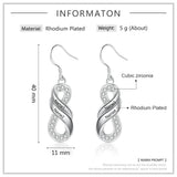 Personalized Family Names Infinity Earrings with Zirconia Drop Earrings
