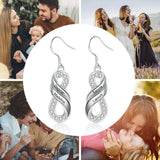 Personalized Family Names Infinity Earrings with Zirconia Drop Earrings