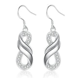 Personalized Family Names Infinity Earrings with Zirconia Drop Earrings