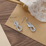 Personalized Family Names Infinity Earrings with Zirconia Drop Earrings